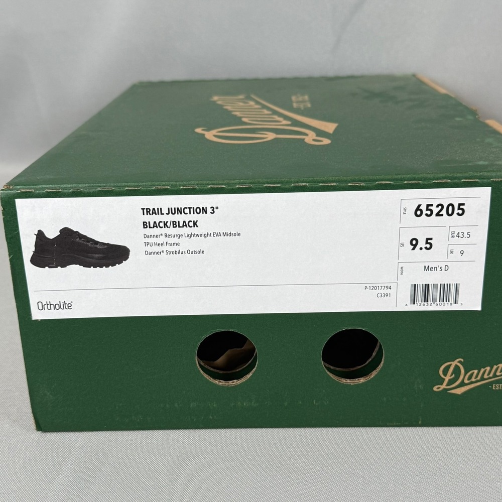 Danner Trail Junction 3" Shoes Mens 9.5 Black Outdoors Boots Hiking 65205 New - Picture 10 of 10